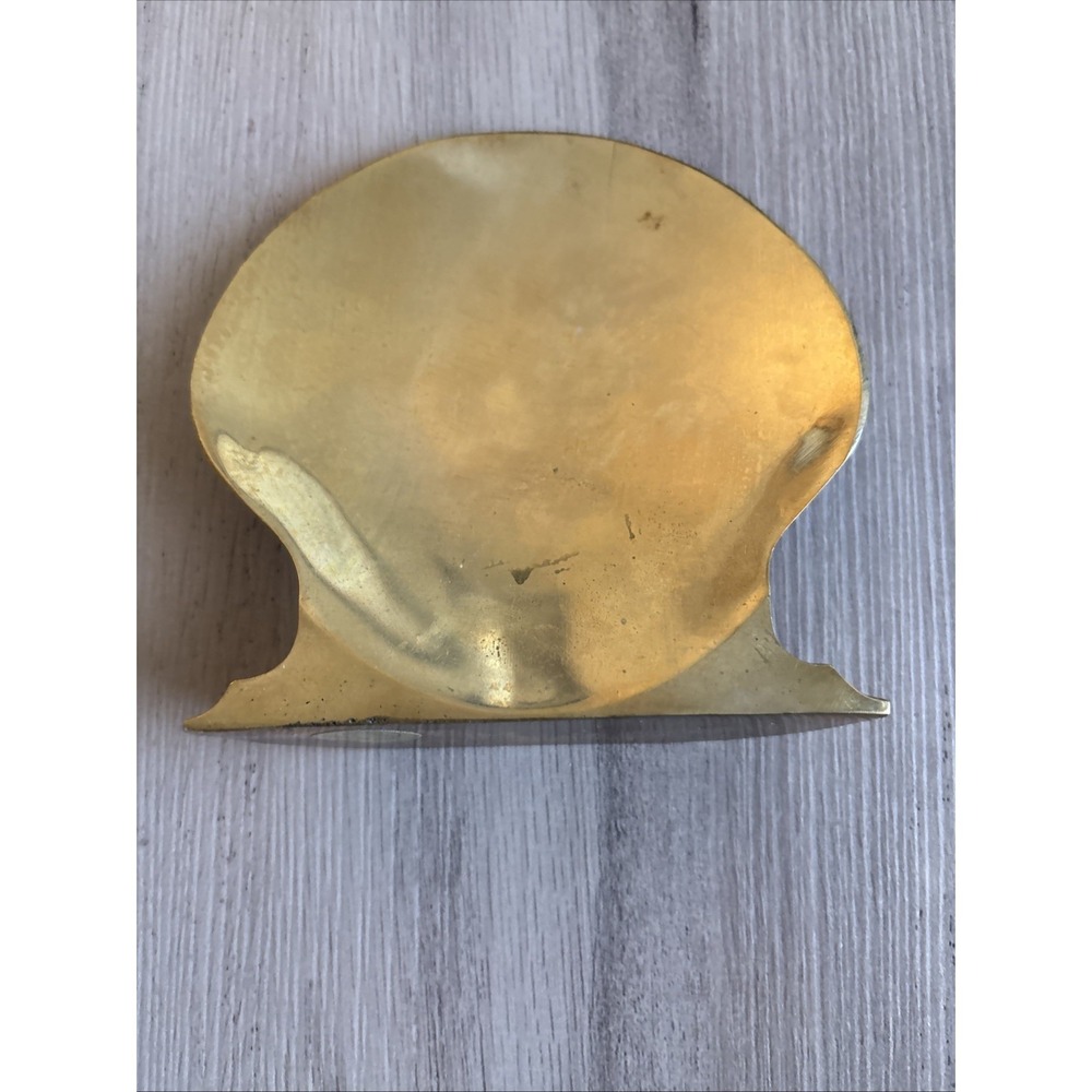 1 Vintage Solid Brass Scallop Clam Seashell Bookend Decor 4.5" - Picture 2 of 5